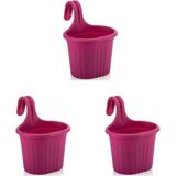EstoreBox Tom1 Asma Balkon Saksi Seti, 3 L, 3 Adet, Fusya