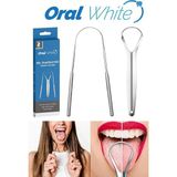 EstoreBox White Paslanmaz Çelik Dil Temizleyici Dil Sıyırıcı, 2 Parça Set, Ağız Bakımı Kötü Nefes