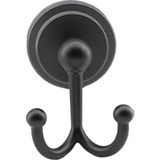 EstoreBox Yapışkanlı Siyah Renk Metal Sağlam Aparat Bornoz Havlu Asma Askı Banyo Lavabo Çatal 2'li As