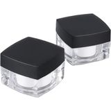 EstoreBox Yenigeldi 5 ml Kavanozu,kozmetik Kutusu, Siyah Kapaklı Akrilik Kutusu 2 Li Set,beyaz