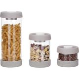 EstoreBox Yuvarlak Vakumlu Cam Saklama Kabı, 3'lü Set (450 ML+840 ML+1500 Ml)