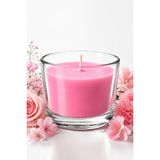 Estoria Coffee Pembe Çiçekler Kokulu Bardak Mum | 20 Saat Yanma | Uçuk Pembe | Cam Kap | 7,8 × 6 cm - Renk