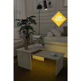 Estoria Home Led Işıklı Terra Traverten Mermer Desen Modern Yeni Nesil Kullanışlı Zigon Olabilen 2'Li Orta Sehpa