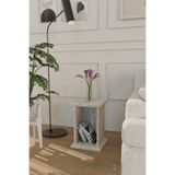Estoria Home Terra Traverten Desen Artemis Sütun Yan Sehpa Kitaplık Modern Yan Sehpa Çok Amaçlı Raflı Sehpa