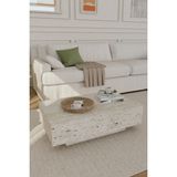 Estoria Home Terra Traverten Desen Dikdörtgen Orta Sehpa Uçan Yeni Nesil Salon Modern Küp Sehpa 90X60 - Bej