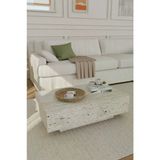 Estoria Home Terra Traverten Desen Dikdörtgen Orta Sehpa Uçan Yeni Nesil Salon Modern Küp Sehpa 90x60