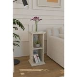 Estoria Home Terra Traverten Desen Efes Sütun Tasarım Yan Sehpa Kitaplık Modern Yan Sehpa Çok Amaçlı Raflı Sehpa - Traverten Mermer Desen - Bej
