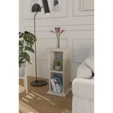 Estoria Home Terra Traverten Desen Efes Sütun Tasarım Yan Sehpa Kitaplık Modern Yan Sehpa Çok Amaçlı Raflı Sehpa