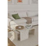 Estoria Home Terra Traverten Mermer Desen 2'li Orta Sehpa Modern Yeni Nesil Kullanışlı Zigon Olabilen Orta Sehpa - Bej