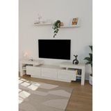 Estoria Home Terra Tv Ünitesi 190CM Modern Kullanışlı 3 Kapaklı Raflı Uçan Tv Sehpası Traverten Desen - Bej