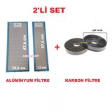 Esty 1390 X6 İnox Aspiratör Alüminyum Filtre Takımı ( 20,5X47,6 Cm / 13X47,6 Cm) + Karbon Filtre - 2'Li Set