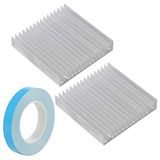 ESUMIC Alüminyum Soğutucu Modülü 16 Soğutucu Yüksek Güçlü Transistör Yarı İletken Cihazlar için 100 x 100 x 18 mm ve 1 rulo 20 mm x 25 m IC Modülü, PC Bilgisayar için Çift Taraflı Yapışkan Termal Bant