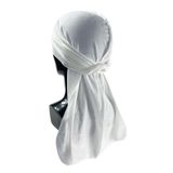ESUSO Durag Erkek Türban Bone Şapka Uzun Kuyruklu Bandana Kadife Kumaş (Beyaz)