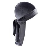 ESUSO Durag Erkek Türban Bone Şapka Uzun Kuyruklu Bandana Kadife Kumaş (Gri)