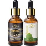 Esved 2li Set Kabe Örtüsü Kokusu ve Medine Ravza Kokusu Saf Esansiyel Uçucu Yağ Buhurdanlık Yağı Difüzör Esansı 2X10ML