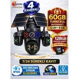 Esvision 7020 128Gb 4 Kameralı 4G Çift Solar Panel 16X Zoom Dual Batarya Hieasy Aov (Sürekli Kayıt) Gece Görüş Çift Yönlü Ses Akıllı Kamera 1 Yıl İnternet