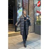 Eswomes Kapitone Uzun Şişme Mont Siyah