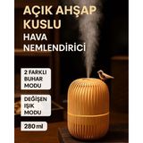 Esy Teknoloji Ahşap Görünümlü Kuşlu Hava Nemlendirici - Açık Kahverengi