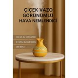 ESY Teknoloji Çiçek Vazo Tasarımlı Hava Nemlendirici – Buhar Makinası-Aroma Difüzörü Led Işık 300ML - Bej