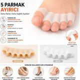 Eşya Dünyası 5 Parmak Silikon Ayak Parmak Ayırıcı Esnek Yumuşak Parmak Desteği Günlük Ayak Bakımı Pedikür Kullanımına Uygun (1 Çift) - Bej