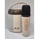 Eşya Dünyası Kablosuz Mikrofonlu Taşınabilir Karaoke Makinesi, Led Işıklı Karaoke Makinesi, Bluetooth Hoparlör, Destek Tf Kartı, Doğumgünü-Karne Si - Bej - Krem