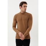 Et 3638 Yarım Boğazlı Dokuma Detaylı Erkek Kazak - Vizon - 2XL