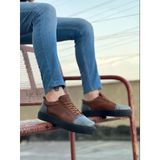 ET0104 Bağcıklı Taba Ekose Süet Siyah Taban Spor Klasik Erkek Ayakkabı