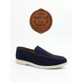 Et0252 %100 İçi Dışı Hakiki Deri Erkek Lacivert Süet Casual Loafer Termo Taban Ayakkabı