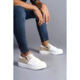 Et155 Warrior Bağcıklı Ve Fermuarlı Cilt Süet Erkek Günlük Sneaker Ayakkabı Bt - Beyaz/Krem