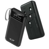ETA PWR10 10000Mah Slim Powerbank Dijital Göstergeli Dahili Şarj Kablolu Güç Bankası Taşınabilir Şarj Cihazı Siyah Fener Özellikli