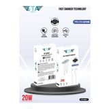 Eta Tech Apple iPhone 8 x Xs Xr 11 12 13 14 / Pro Max Mini Plus Cihazları Hızlı Şarj Aleti 20W Lightning