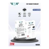 Eta Tech Apple iPhone Tüm Serilerle Uyumlu Hızlı Şarj Aleti Adaptör Kablo Plus 6 7 8 x 11 12 13 14 Pro Max