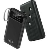 Eta Tech Eta PWR10 10000MAH Slim Powerbank Dijital Göstergeli Dahili Şarj Kablolu Güç Bankası Taşınabilir Şarj Cihazı Siyah Fener Özellikli