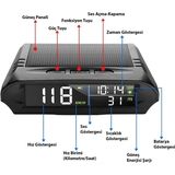 Etabel Araç Güneş Enerjili Araba Saati Sıcaklık Göstergesi Gps Hız Ölçer S98 Hud Ekranı - Siyah