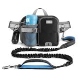 ETACCU Köpekler için cep telefonu çantalı serbest el ipi, su şişesi tutucu, koşu ipi, ayarlanabilir kalça kemeri, 63 – 127 cm, koşu için köpek tasması, reflektörlü darbe sönümleme, 123 – 180 cm genişletilebilir