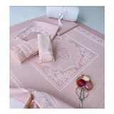 Etamin Işlemelik Pano Seccade, Bohça, El Yüz ve Mutfak Havlusu 4'lü Kanaviçe Seti - Pembe - 50 x 90 cm