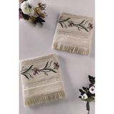 Etamin Nakışlı Jakarlı Kadife El Yüz Havlusu - 50x90 cm- Kapuçino - Cappuccino - 50 x 90 cm