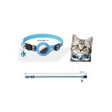 EtaShop AirTag Uyumlu Reflektif Kedi Tasması Zilli Ayarlanabilir Kedi Boyun Tasması 22-32 cm Mavi