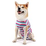 Etdane Ameliyat Sonrası Köpek Cerrahi İyileşme Kıyafeti Kadın Erkek Köpek Evcil Hayvan Yeleği Kedi Gömlek Alternatif Koni E-Yaka Mavi/Pembe Çizgili/XS