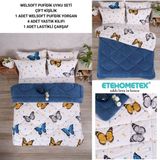 Ete Hometex Çift Kişilik Welsoft Uyku Seti - Mavi - Beyaz