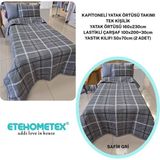 Ete Hometex Etehometex Pamuklu Kapitoneli Yatak Örtüsü Takımı - Gri - Antrasit - 160 x 230 cm