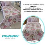 Ete Hometex Etehometex Pamuklu Kapitoneli Yatak Örtüsü Takımı - Pembe - Pudra - 160 x 230 cm