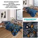 Ete Hometex Tek Kişilik Welsoft Uyku Seti - Mavi - 155 x 215