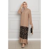 Eteği Desenli Karin Elbise-Vizon - 40