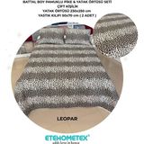 Etehometex Battal Boy Pamuklu Kapitoneli Yatak Örtüsü Seti - Bej - Açık Kahve - 230 x 250 cm