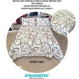 Etehometex Battal Boy Pamuklu Kapitoneli Yatak Örtüsü Seti - Bej - Antrasit - 230 x 250 cm