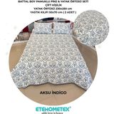 Etehometex Battal Boy Pamuklu Kapitoneli Yatak Örtüsü Seti - İndigo - 230 x 250 cm