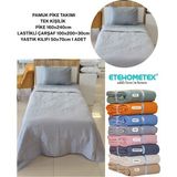 Etehometex Havuzlu Pike Takımı %100 Pamuk Tek Kişilik - Koyu Gri