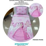 Etehometex Pamuklu Kapitoneli Yatak Örtüsü Seti Tek Kişilik - Pembe - 160 x 230 cm