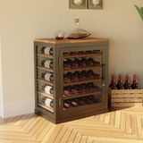 Etek Kapaklı Şarap Dolabı | Tel Kapaklı Metal Şaraplık Ünitesi | Salon ve Yemek Odası İçin Modern Şarap Kabini